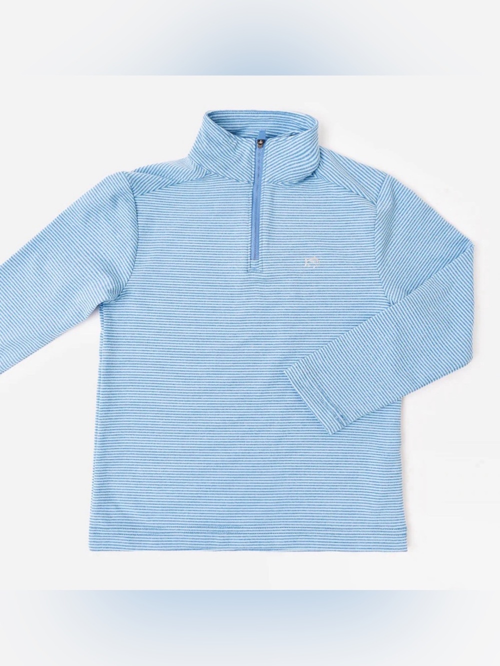 Southern Tide Boys Heather Cruiser Micro Stripe Quarter-Zip Pullover - Small 6-7